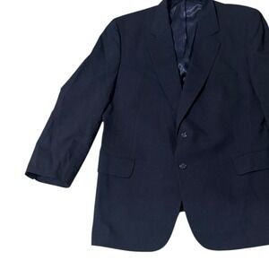 Savile Row VTG Navy Wool Blazer 46R Structured Classic Suit Jacket Sport Coat